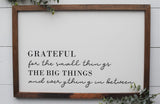 GRATEFUL for ALL THINGS Farmhouse Style Sign Gray or Black