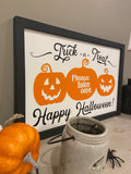 Please Take One Happy Halloween Wood Sign | Trick or Treat Farmhouse Sign | Pumpkin Jack o’Lantern Wall Decor